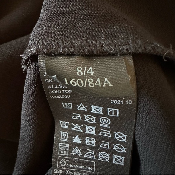 ALLSAINTS Women's Padded Shoulders Relaxed Crewneck Black Sleeveless Blouse Sz 4 - Picture 12 of 15